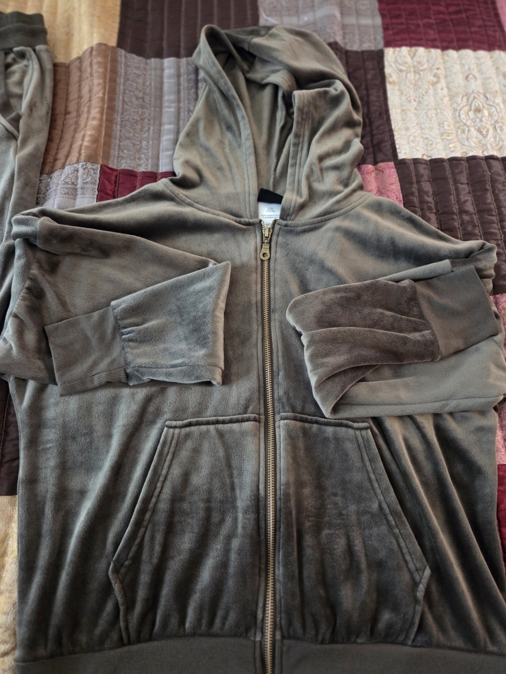 Felina Olive Green Velour Zip Hoodie & Jogger Set - Picture 3 of 5